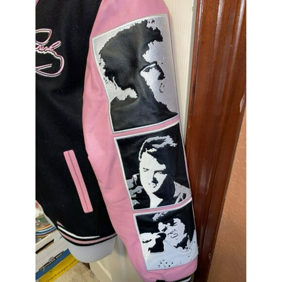 Vintage Elvis Presley Limited Edition Womens Black Pink Jacket W/ Graphic Sleeve - Picture 8 of 10